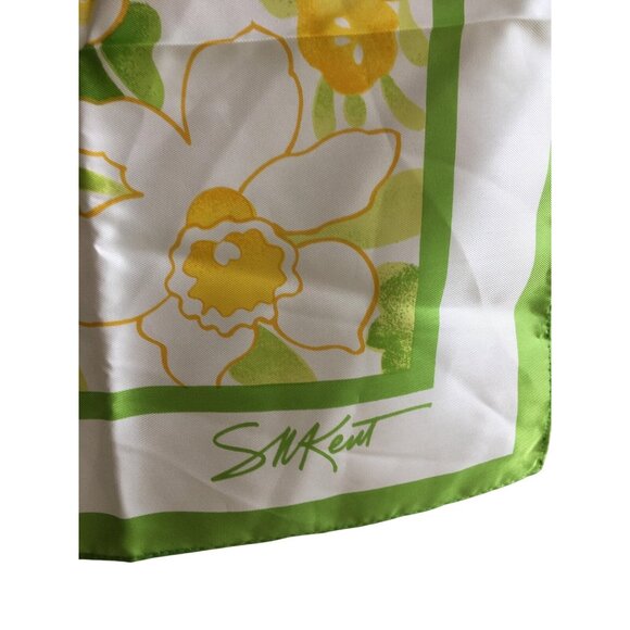 Vintage Avon Floral Scarf Square Hand-Rolled Edge SMKent Design 100% Acetate Jap - Picture 4 of 6